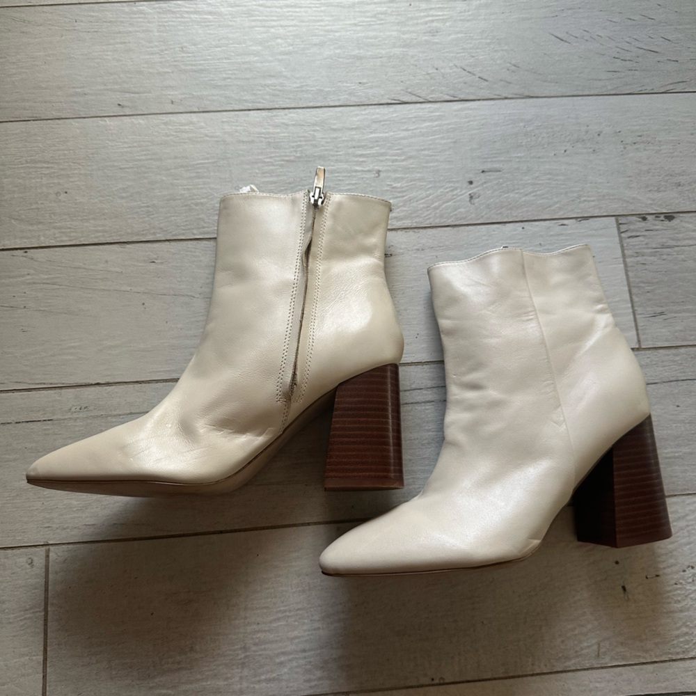 Nine West Cream Heeled Boots